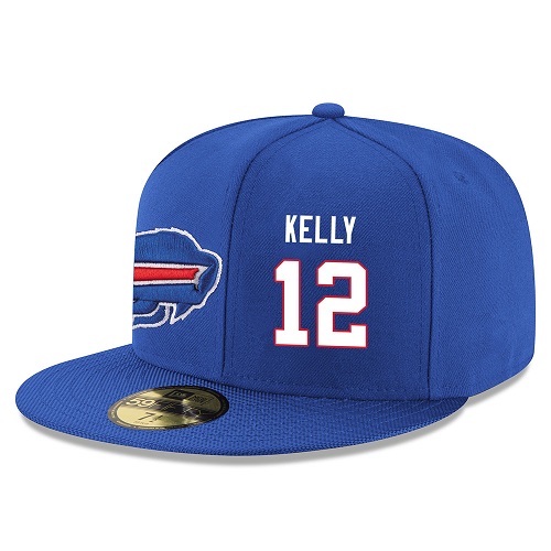 NFL Buffalo Bills #12 Jim Kelly Stitched Snapback Adjustable Player Hat - Blue/White